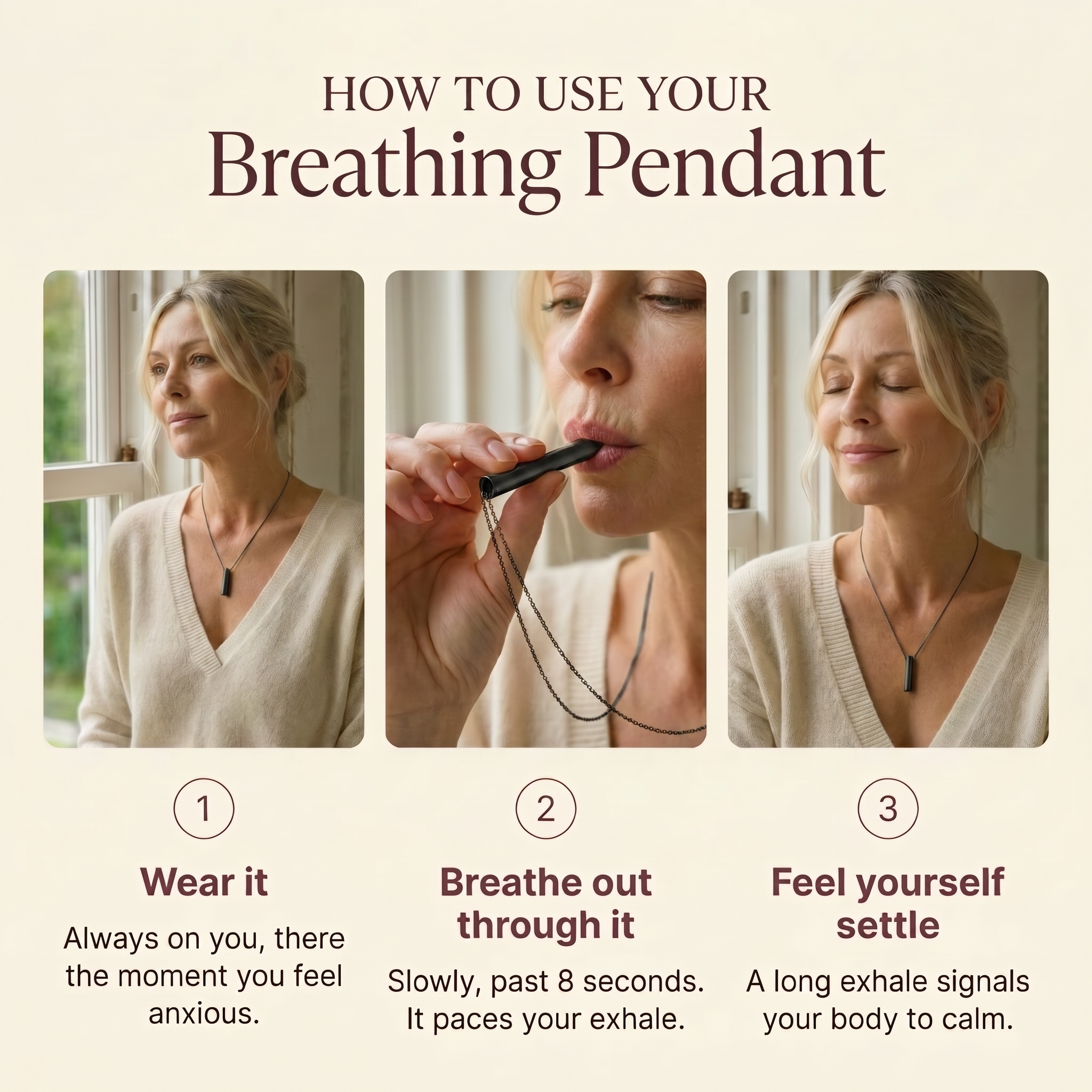Waft | Breathing Necklace for Calm, Anxiety & Sleep (Black)