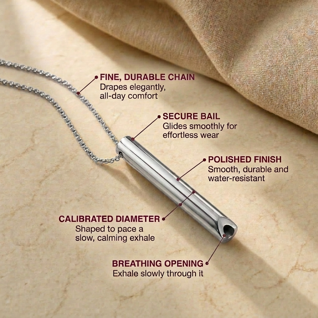 Waft | Breathing Necklace for Calm, Anxiety & Sleep (Silver)